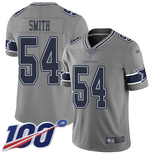 Men Dallas Cowboys Limited Gray Jaylon Smith #54 100th Season Inverted Legend NFL Jersey->women nfl jersey->Women Jersey